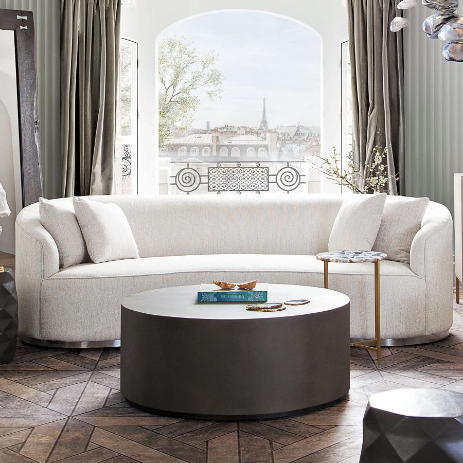 【並行輸入品】 Montage Diamond Sofa Round Faux Cement Cocktail Table MONTAGERCT_9