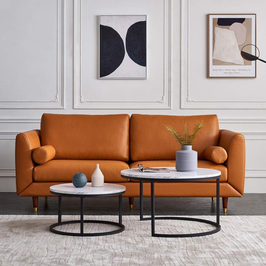 【並行輸入品】 Nlager Round Nesting Coffee Tables Set for Living Room White Mod_3