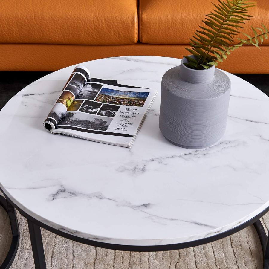 【並行輸入品】 Nlager Round Nesting Coffee Tables Set for Living Room White Mod_6