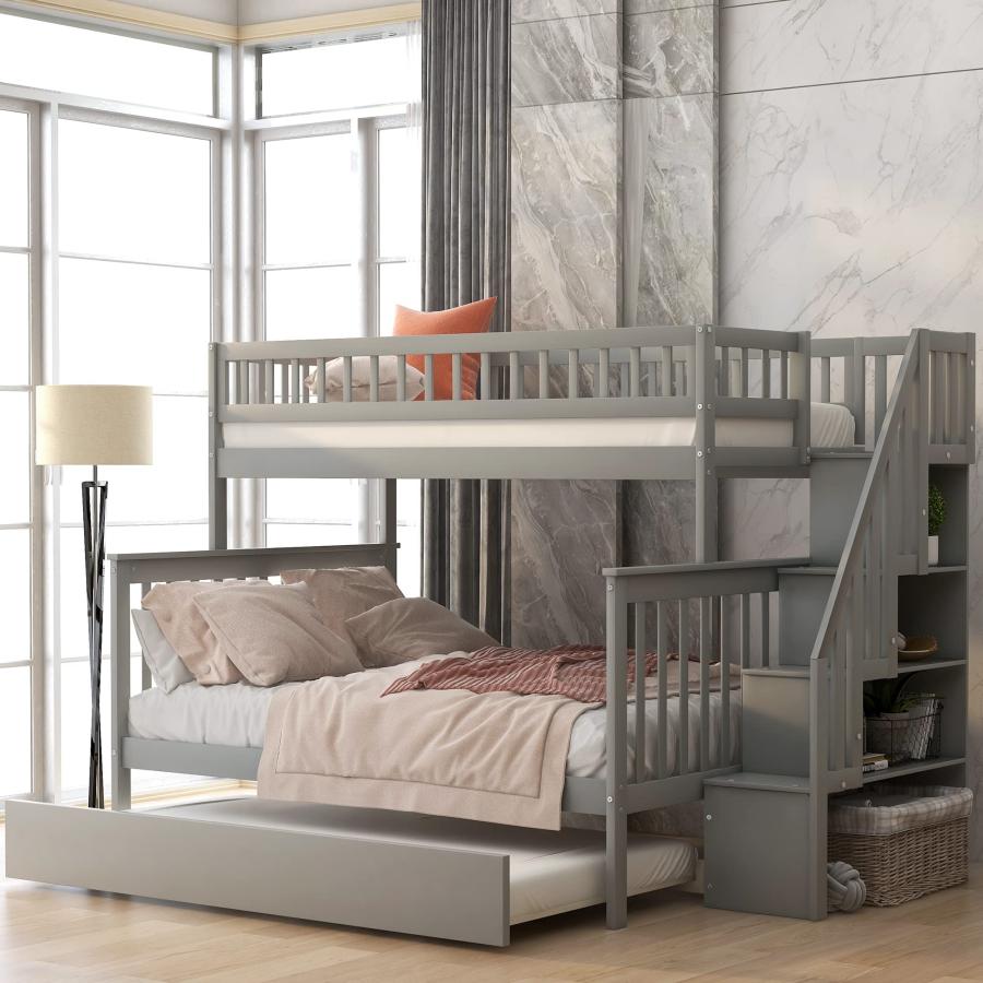【並行輸入品】 Harper & Bright Designs Bunk Beds Twin Over Full Size, Bunk Bed