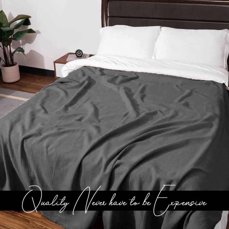 【並行輸入品】Avalon Bedding 100%コットンブランケット キングサイズ サーマルブランケット (108インチx90インチ)_6