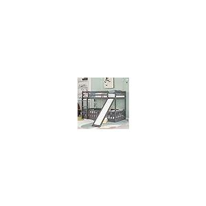 【並行輸入品】 Bellemave Floor Bunk Bed with Slide， Twin Over Twin Bunk Bed for_2