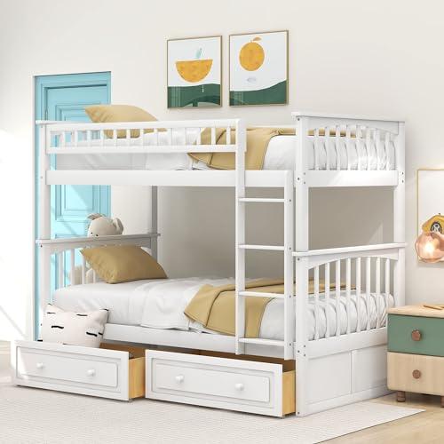【並行輸入品】 Harper & Bright Convertible Wood Twin Over Twin Bunk Bed with St_1