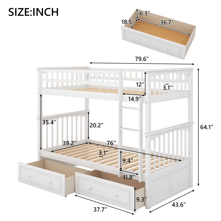 【並行輸入品】 Harper & Bright Convertible Wood Twin Over Twin Bunk Bed with St_3