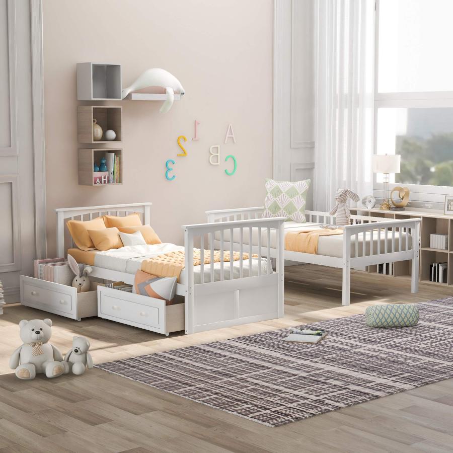 【並行輸入品】 Harper & Bright Convertible Wood Twin Over Twin Bunk Bed with St_6