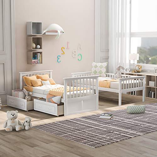【並行輸入品】 Harper & Bright Convertible Wood Twin Over Twin Bunk Bed with St_7