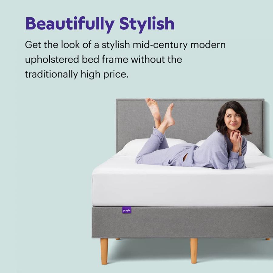 【並行輸入品】 Purple Bed Frame   Stone Grey, Cal King, Durable Platform, Easyの画像