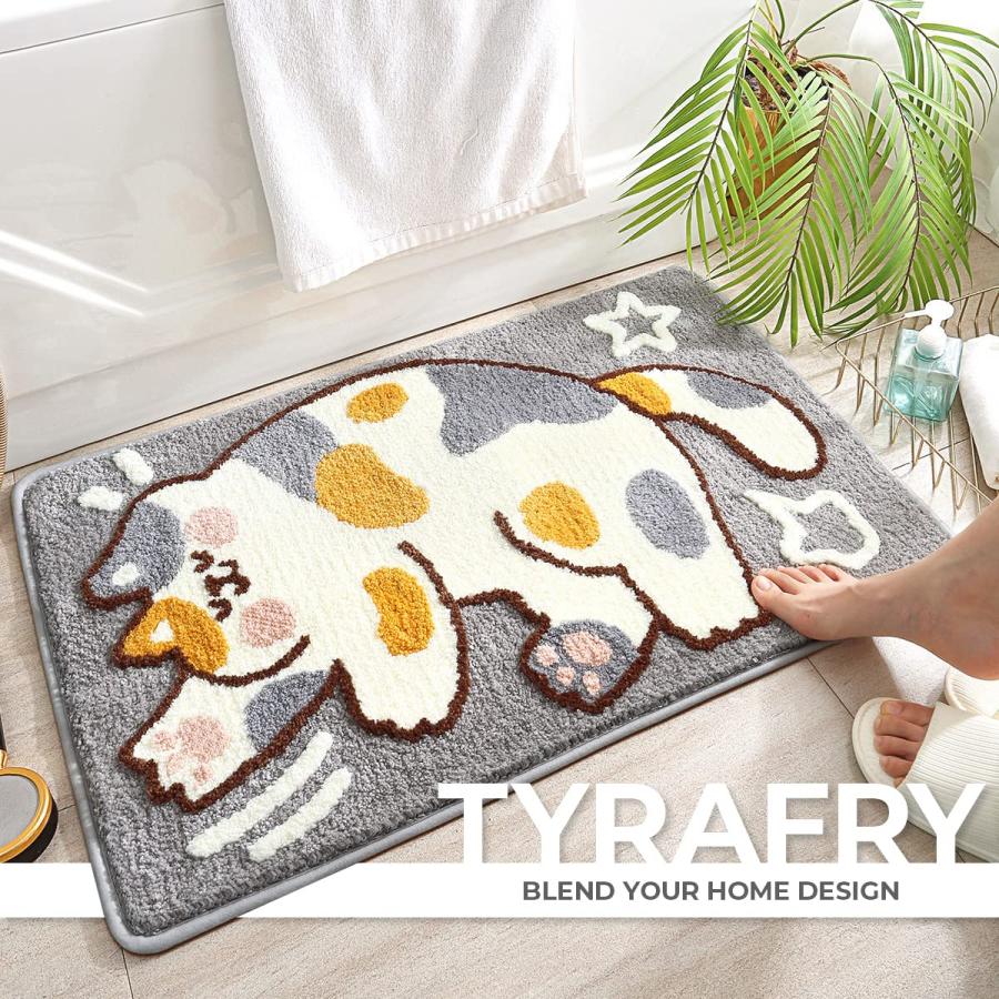 【並行輸入品】Tyrafry かわいいバスマット 19.6 x 31.4インチ 猫マット バスルームと寝室用 滑り止め 吸収性 ソフトマイクロフ_3