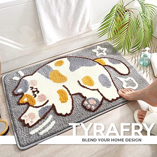 【並行輸入品】Tyrafry かわいいバスマット 19.6 x 31.4インチ 猫マット バスルームと寝室用 滑り止め 吸収性 ソフトマイクロフ_4