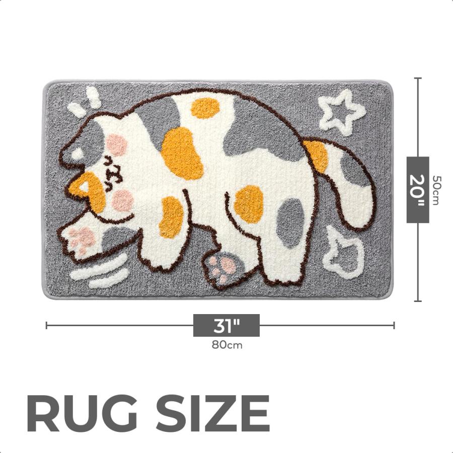 【並行輸入品】Tyrafry かわいいバスマット 19.6 x 31.4インチ 猫マット バスルームと寝室用 滑り止め 吸収性 ソフトマイクロフ_6