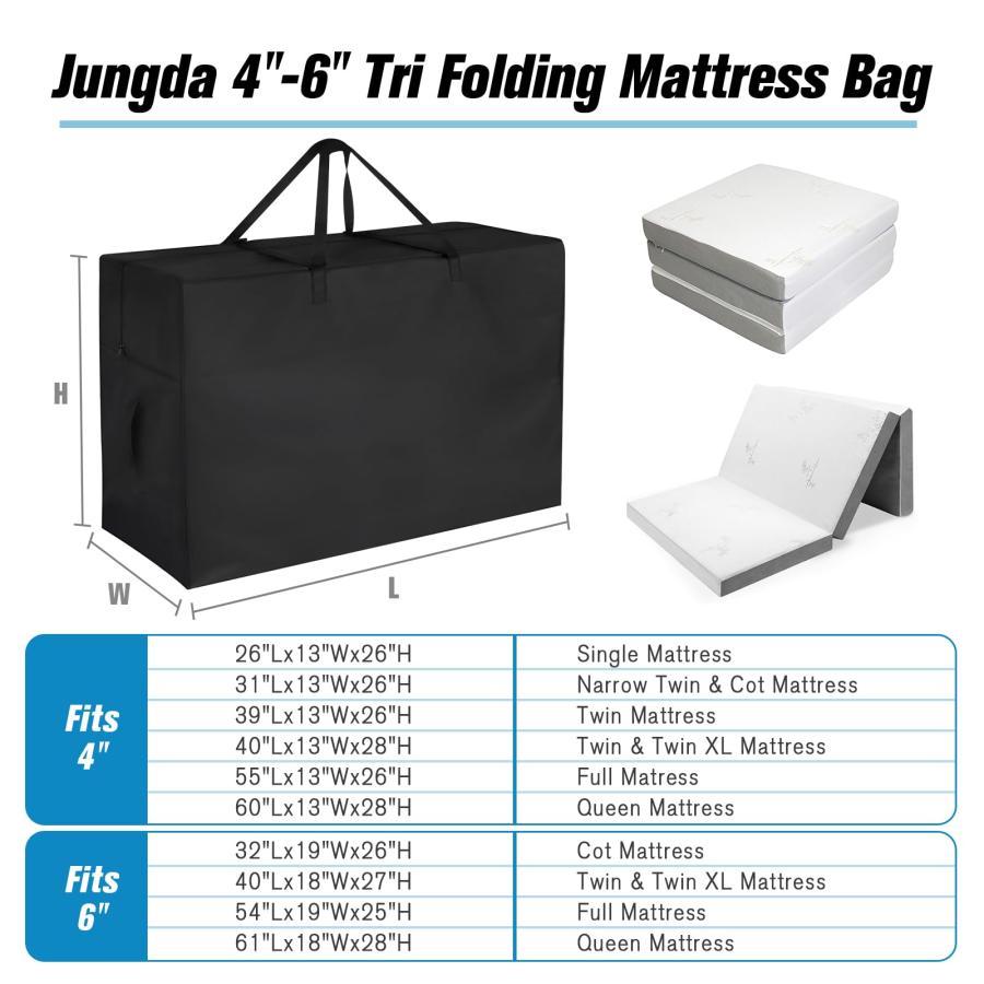 並行輸入品】Jungda 三つ折りマットレス収納袋 ブラック 4~6インチの