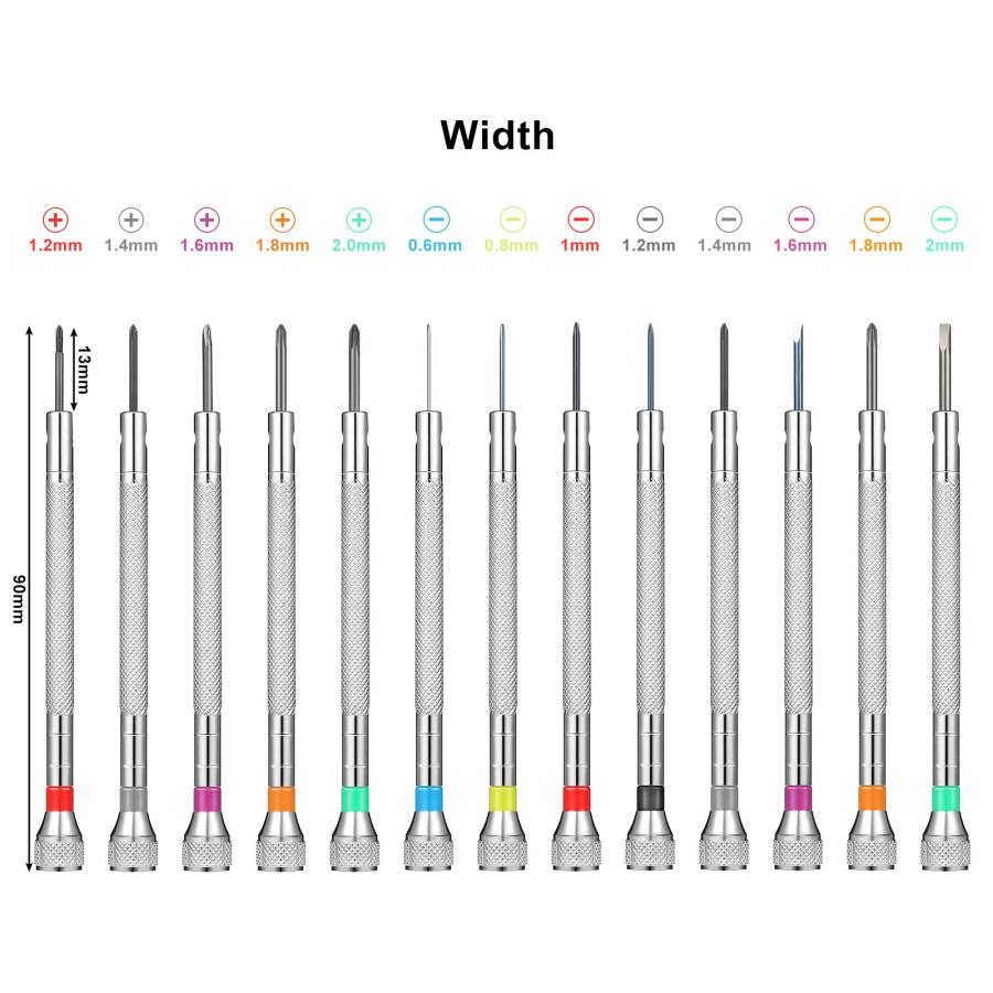 【並行輸入品】Chumia 13ピース マイクロ精密時計ドライバーセット ジュエラーズドライバーキット 0.6~2mm 交換用ブレード13個付き_3
