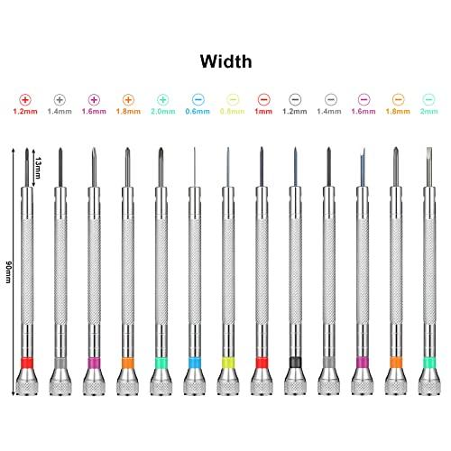 【並行輸入品】Chumia 13ピース マイクロ精密時計ドライバーセット ジュエラーズドライバーキット 0.6~2mm 交換用ブレード13個付き_4