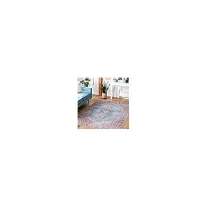 【並行輸入品】 SAFAVIEH Washable Rug Serapi Collection 5'3" x 7'6"， Blue & Or_2