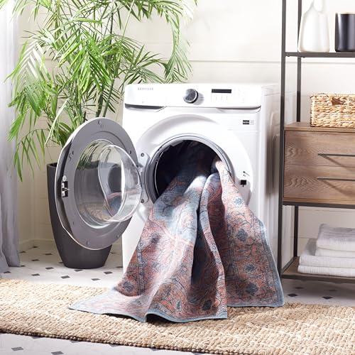 【並行輸入品】 SAFAVIEH Washable Rug Serapi Collection 5'3" x 7'6"， Blue & Or_4