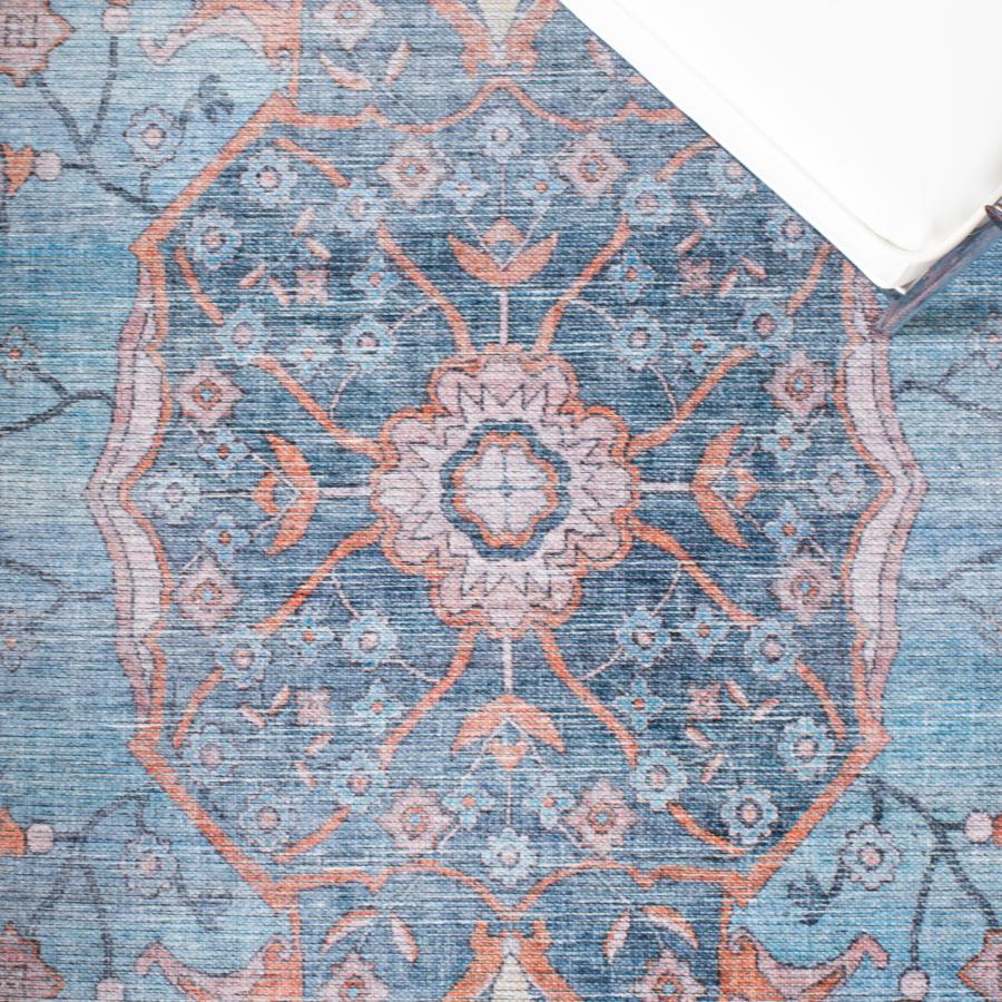 【並行輸入品】 SAFAVIEH Washable Rug Serapi Collection 5'3" x 7'6"， Blue & Or_9