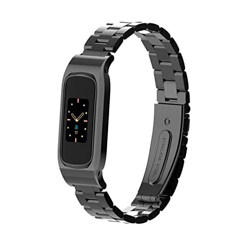 【並行輸入品】eiEuuk メタルバンド Fitbit Luxe/Luxe SE対応 ステンレススチール 保護フレームデザイン メタルリストストの画像
