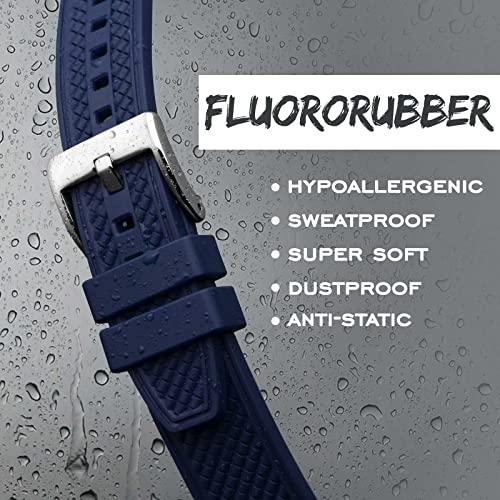 【並行輸入品】BISONSTRAP 男性用腕時計バンド 高性能フッ素ゴム クイックリリース付き 18mm 20mm 22mm, 18mm BISの画像
