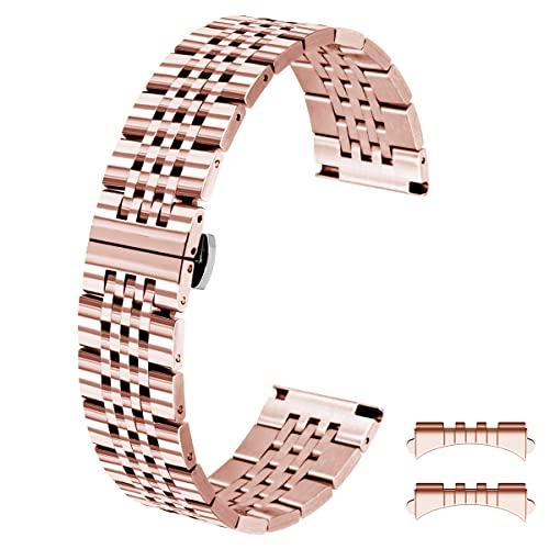 【並行輸入品】[Kai Tian] スタイリッシュ 22 mm ローズ ゴールド トーン曲線エンド プラス ストレート エンド ステンレス鋼時計_1