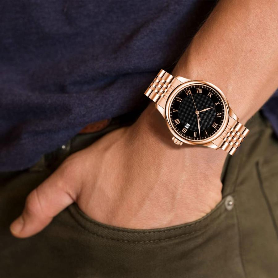 【並行輸入品】[Kai Tian] スタイリッシュ 22 mm ローズ ゴールド トーン曲線エンド プラス ストレート エンド ステンレス鋼時計_6