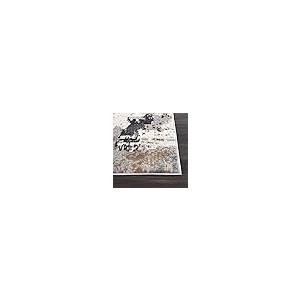 【並行輸入品】Abani ウォームグレー&ベージュ アンティーク調 4フィート x 6フィート コンテンポラリー プリント エリアラグ プレ