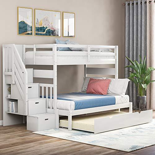 【並行輸入品】 Bunk Bed with Stairs, Twin over Twin/Full Stairway Bunk Bed withの画像