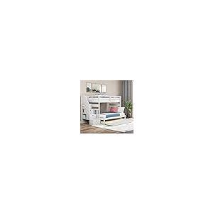 【並行輸入品】 Bunk Bed with Stairs, Twin over Twin/Full Stairway Bunk Bed withの画像