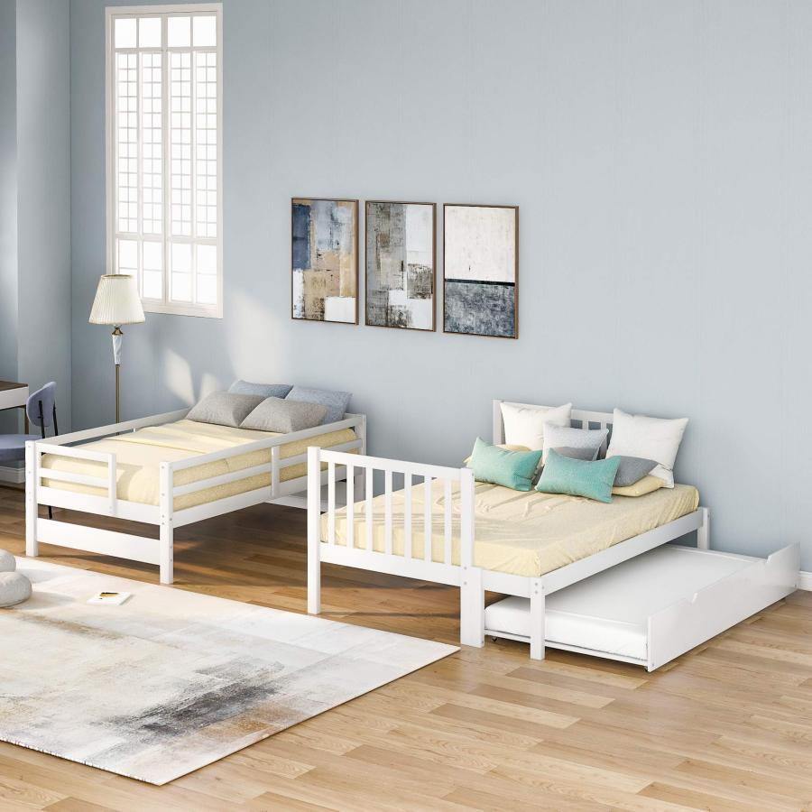 【並行輸入品】 Bunk Bed with Stairs, Twin over Twin/Full Stairway Bunk Bed withの画像