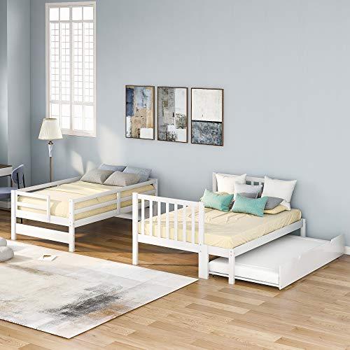 【並行輸入品】 Bunk Bed with Stairs, Twin over Twin/Full Stairway Bunk Bed withの画像