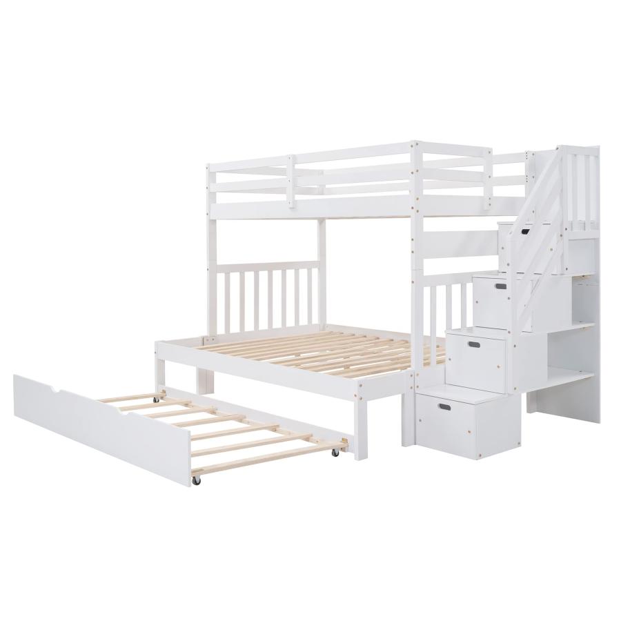 【並行輸入品】 Bunk Bed with Stairs, Twin over Twin/Full Stairway Bunk Bed withの画像
