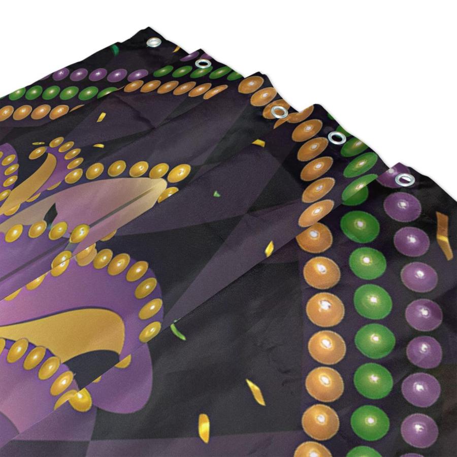 【並行輸入品】xigua Mardi Gras バスカーテンラグセット 2点 マルディグラ パープルゴールドクラウン バスルームテーマセット シ_6