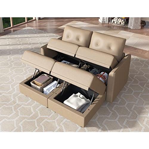 【並行輸入品】 LLappuil Faux Leather Fabric Modular Sectional Sofa with Ottoman_4