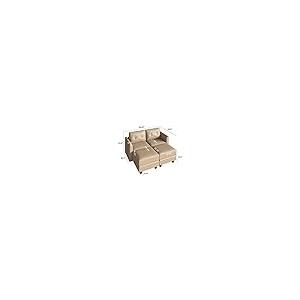 【並行輸入品】 LLappuil Faux Leather Fabric Modular Sectional Sofa with Ottoman_8
