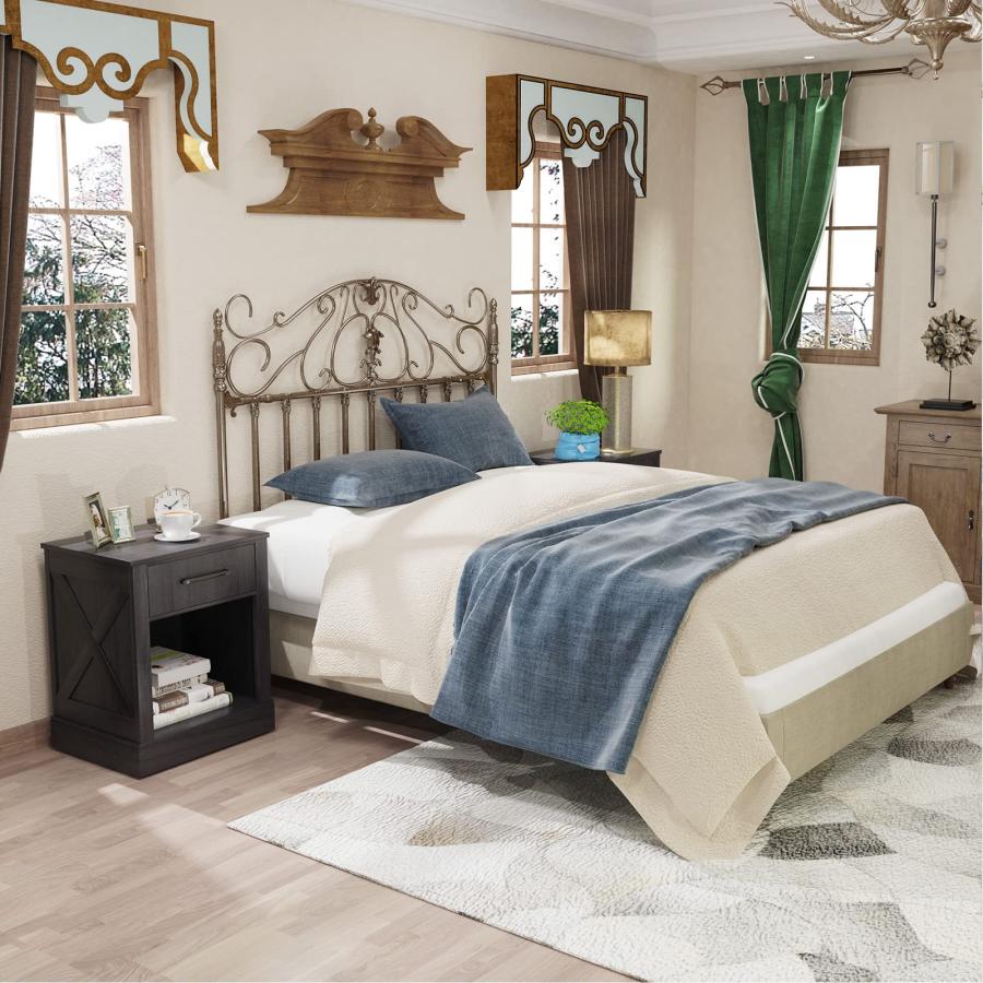 【並行輸入品】 Giantex Farmhouse Nightstand Set of 2， Rustic End Table w/Drawer