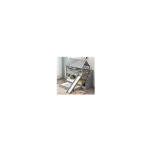 【並行輸入品】 Twin Over Twin House Bunk Bed with Stairs and Slide, Wooden Bunkの画像