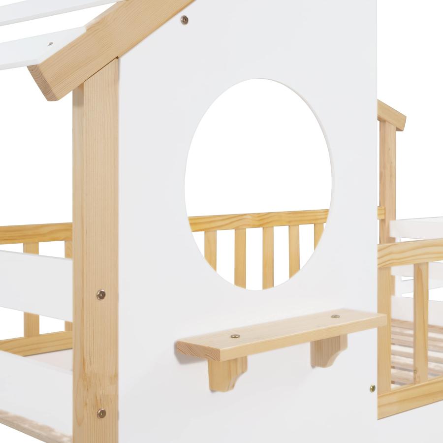 【並行輸入品】 Harper & Bright Designs Twin Over Twin Bunk Bed with Stairs， Sta_9