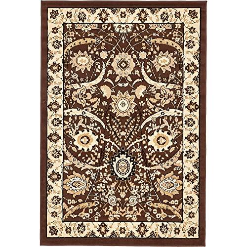 【並行輸入品】 Rugs.com Neda Collection Rug 4' x 6' Brown Low Rug Perfect for_4