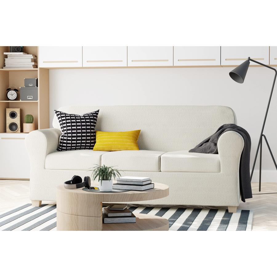 【並行輸入品】Zenna Home Simply Fit 4ピースステップストレッチソファスリップカバー Ecru Zenna Home Sim_3
