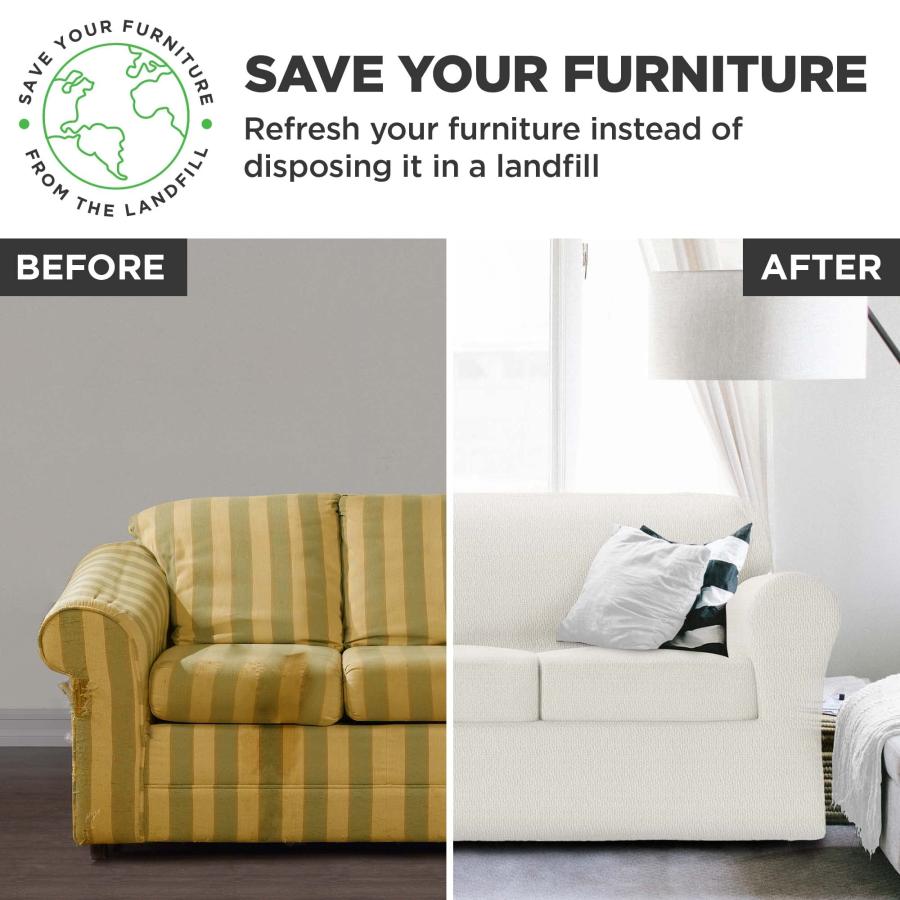 【並行輸入品】Zenna Home Simply Fit 4ピースステップストレッチソファスリップカバー Ecru Zenna Home Sim_6