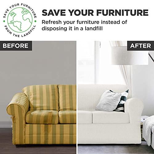 【並行輸入品】Zenna Home Simply Fit 4ピースステップストレッチソファスリップカバー Ecru Zenna Home Sim_7