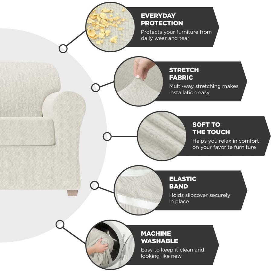 【並行輸入品】Zenna Home Simply Fit 4ピースステップストレッチソファスリップカバー Ecru Zenna Home Sim_9