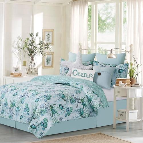 【並行輸入品】C&F Home Shorecrest 3ピース フル/クイーンベッドキルトセット 標準枕カバー2枚付き グリーン ティール シー_1