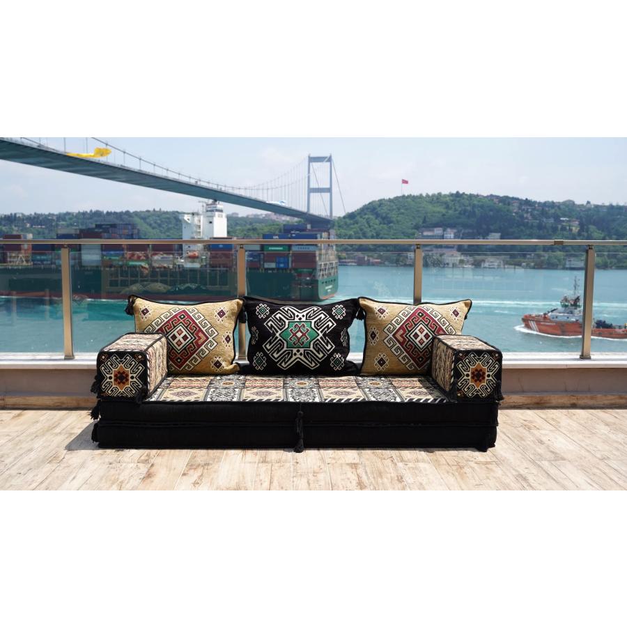 【並行輸入品】 arabicsofa Yellow Floor Seating Set Moroccan Traditional Low S_3