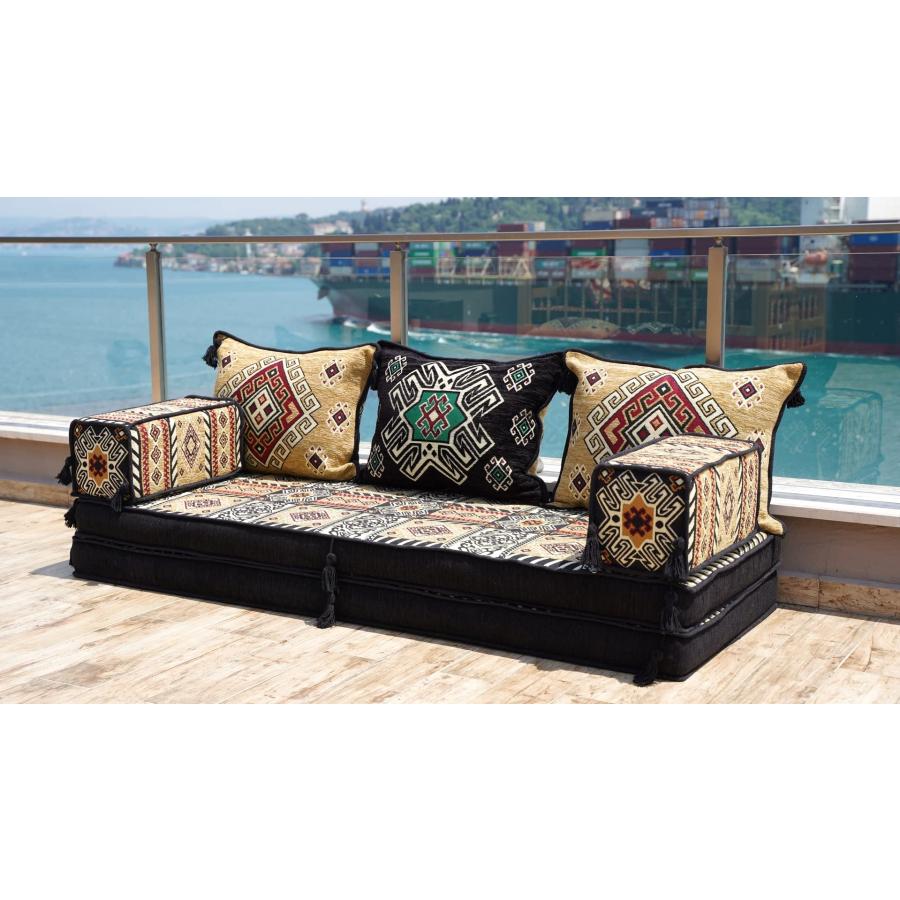 【並行輸入品】 arabicsofa Yellow Floor Seating Set Moroccan Traditional Low S_6