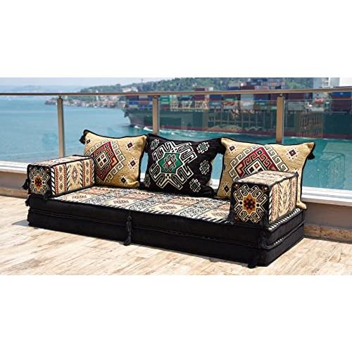 【並行輸入品】 arabicsofa Yellow Floor Seating Set Moroccan Traditional Low S_7