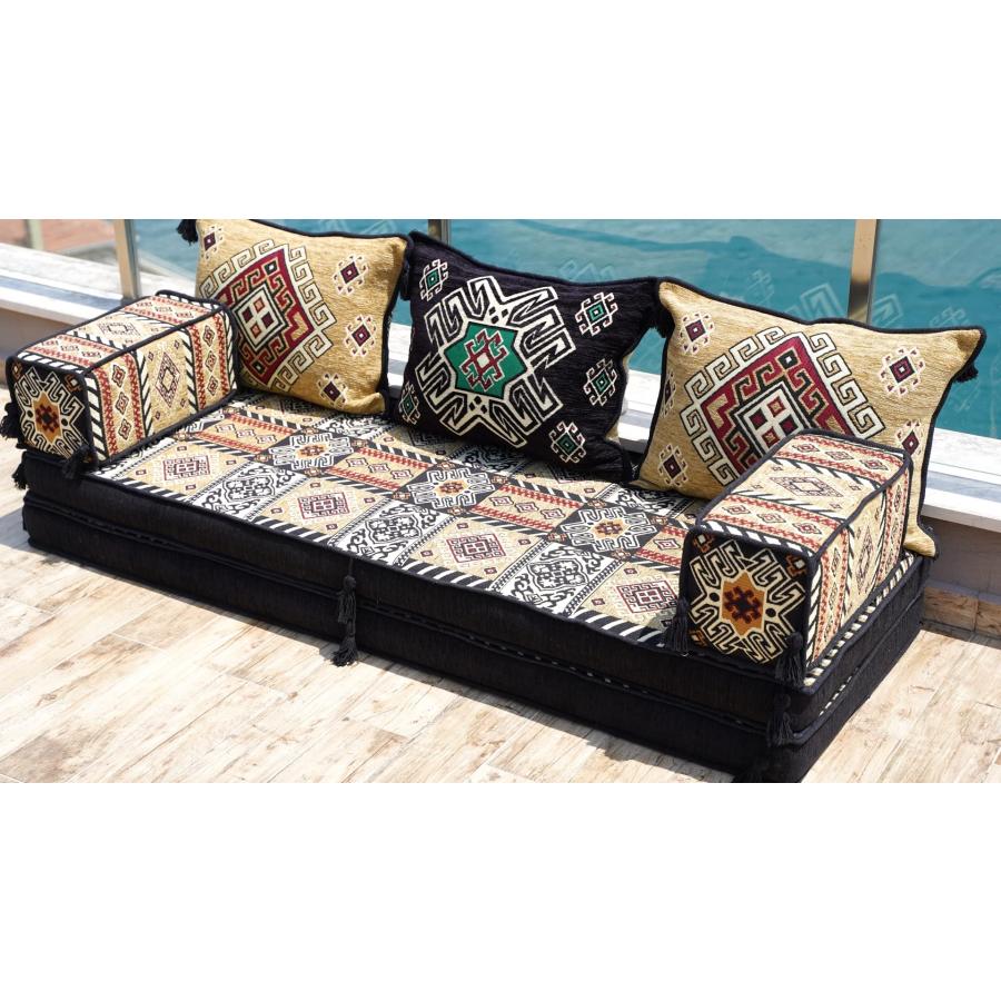【並行輸入品】 arabicsofa Yellow Floor Seating Set Moroccan Traditional Low S_9