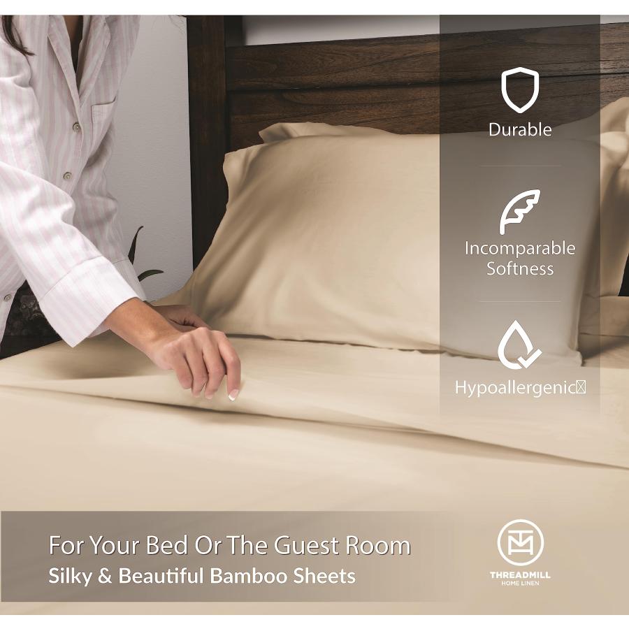 【並行輸入品】 Threadmill Rayon Bamboo Full Sheets for Full Size Bed， 4 Piece C_3