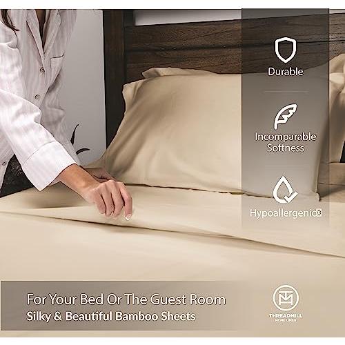 【並行輸入品】 Threadmill Rayon Bamboo Full Sheets for Full Size Bed， 4 Piece C_4
