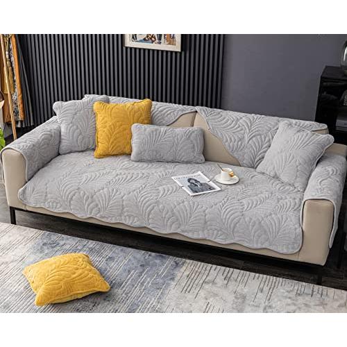 【並行輸入品】 vctops Chenille Leaf Quilted Sofa Couch Cover Scalloped Edge Sec_1