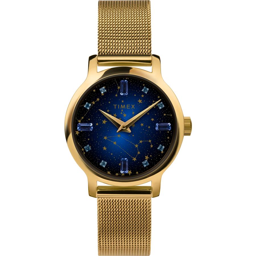 【並行輸入品】Timex レディース Celestial 31mm 腕時計   ゴールドトーンブレスレット ブルーダイヤル ゴールド調ケース,
